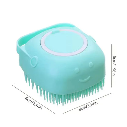 Escova de Banho para Cães e Gatos com Reservatório de Champô 80 ml | Silicone Macio e Massagem Relaxante