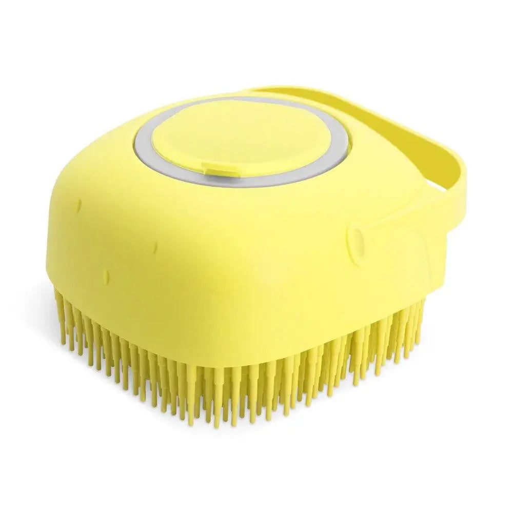 Escova de Banho para Cães e Gatos com Dispensador de Champô 80ml | Silicone Macio para Limpeza e Massagem