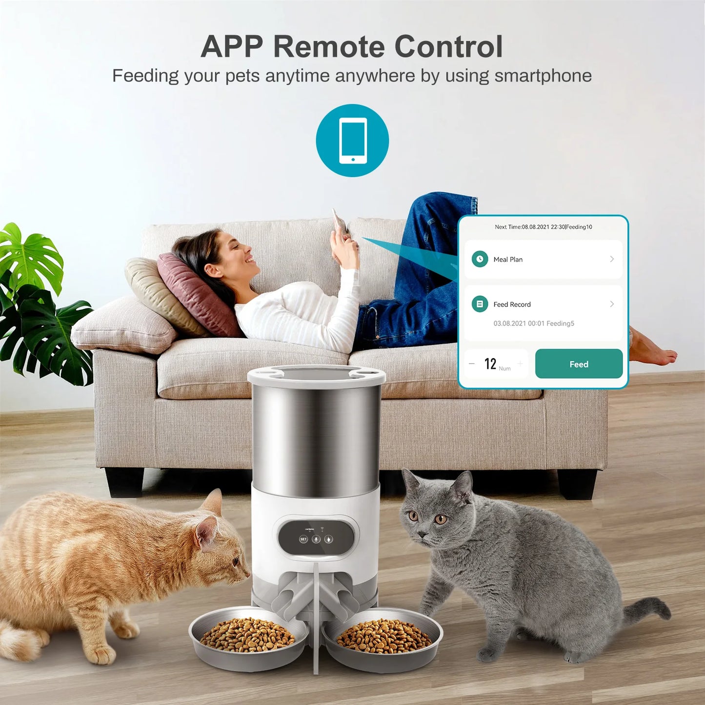 SmartFeed Pro™ Alimentador Automático Inteligente para Cães e Gatos | Controlo por App e Alimentação Programada