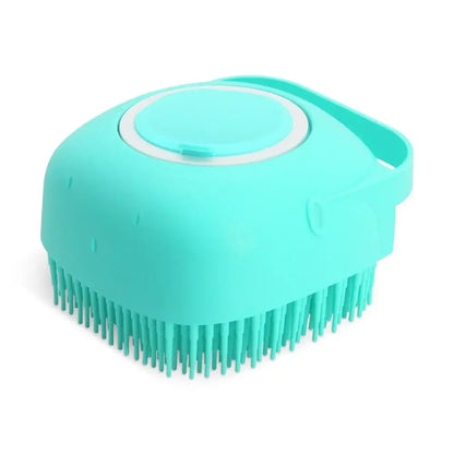 Escova de Banho para Cães e Gatos com Dispensador de Champô 80ml | Silicone Macio para Limpeza e Massagem