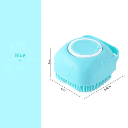 Escova de Banho para Cães e Gatos com Reservatório de Champô 80 ml | Silicone Macio e Massagem Relaxante