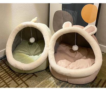 Ninho Conforto™ Cama Caverna para Gatos e Cães Pequenos | Dobrável, Lavável e Ultra Confortável
