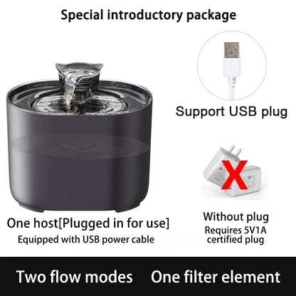 Fonte Automática de Água para Gatos e Cães com Recirculação e Filtro USB