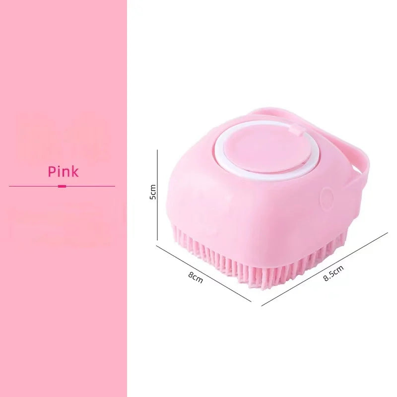 Escova de Banho para Cães e Gatos com Reservatório de Champô 80 ml | Silicone Macio e Massagem Relaxante