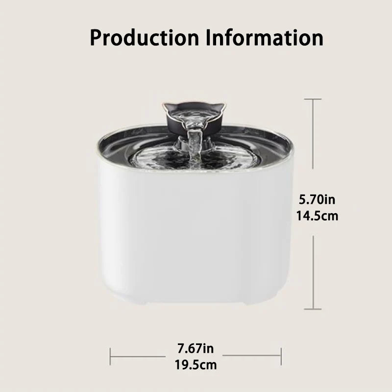 Fonte Automática de Água para Gatos e Cães com Recirculação e Filtro USB