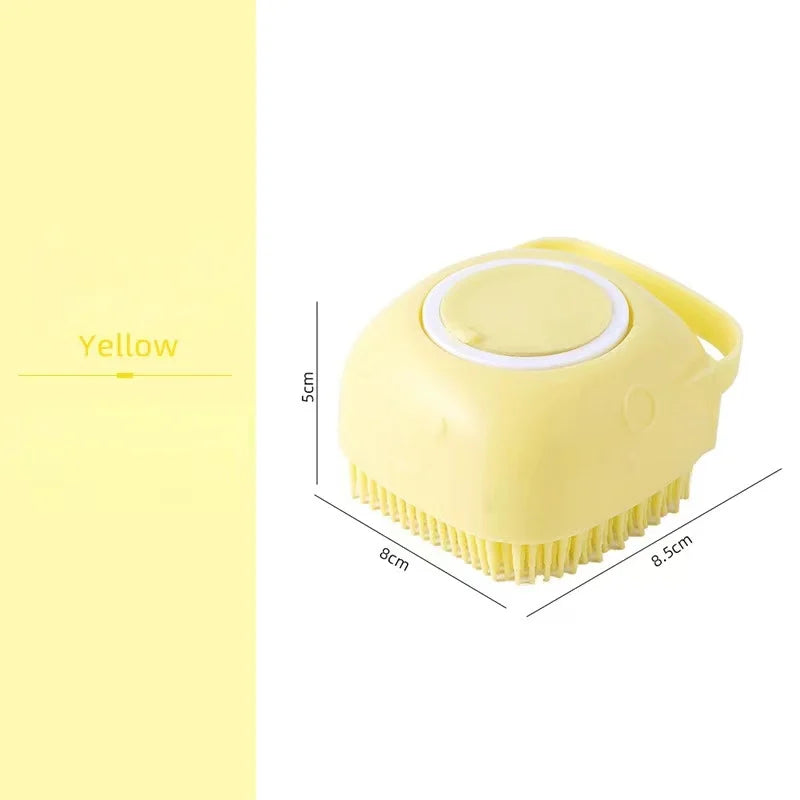 Escova de Banho para Cães e Gatos com Reservatório de Champô 80 ml | Silicone Macio e Massagem Relaxante