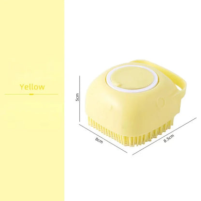 Escova de Banho para Cães e Gatos com Reservatório de Champô 80 ml | Silicone Macio e Massagem Relaxante