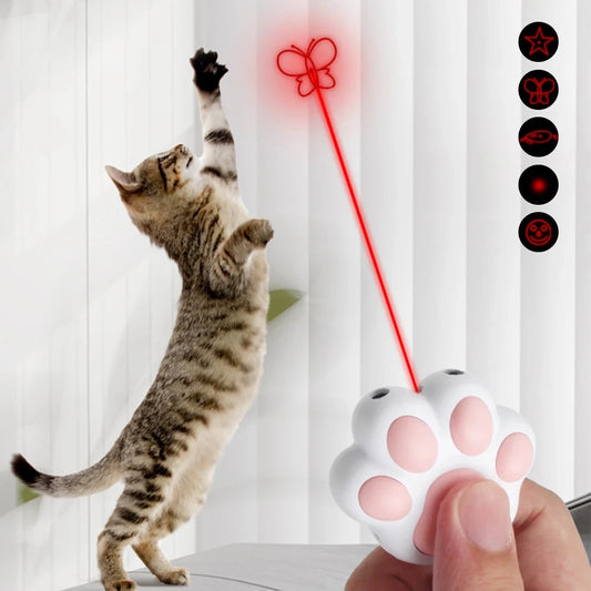 Brinquedo Laser Interativo Recarregável para Gatos e Cães – 5 Padrões Ajustáveis para Treino e Diversão
