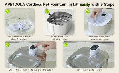 Fonte Automática Inteligente APETDOLA 4L com Sensor Sem Fios para Gatos e Cães