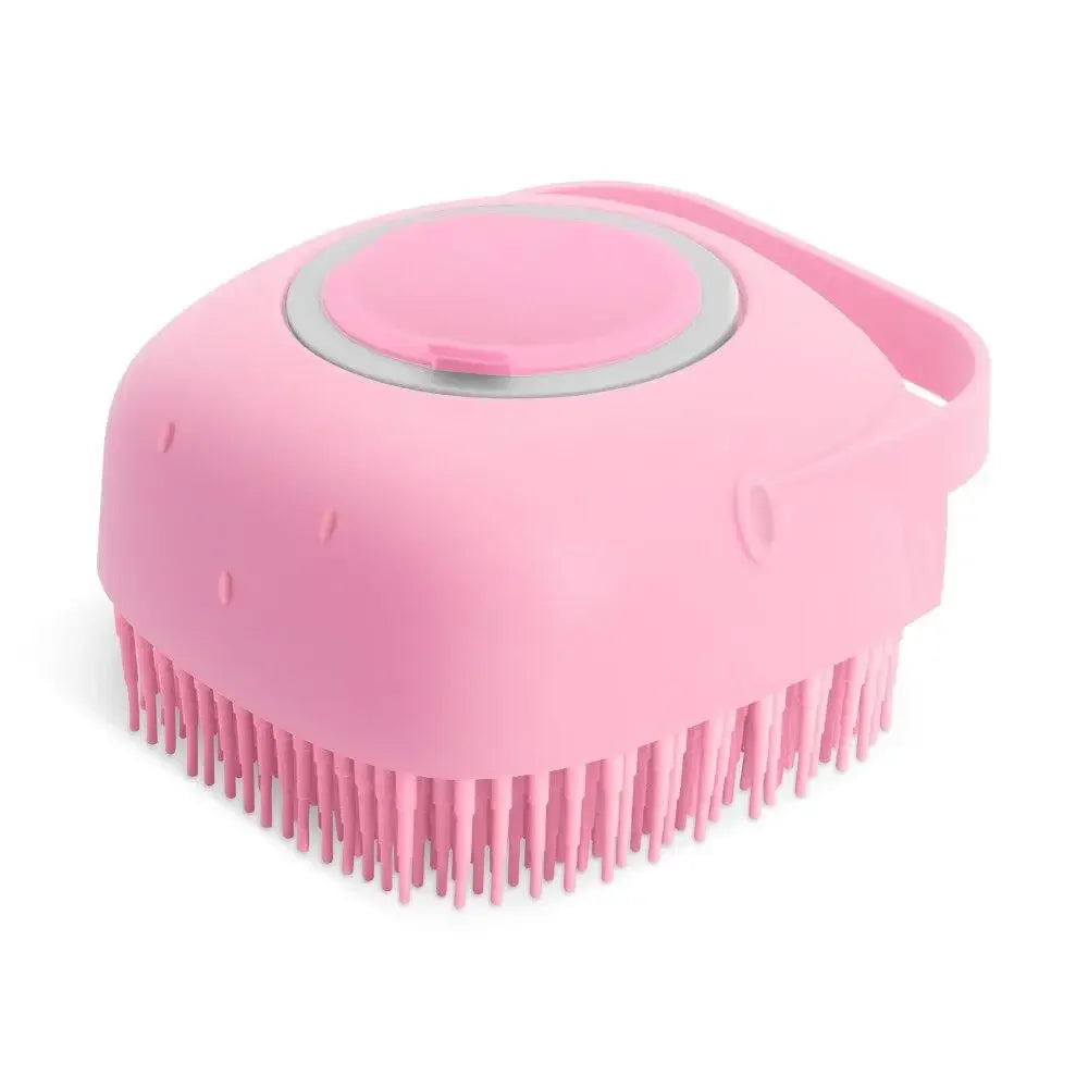 Escova de Banho para Cães e Gatos com Dispensador de Champô 80ml | Silicone Macio para Limpeza e Massagem