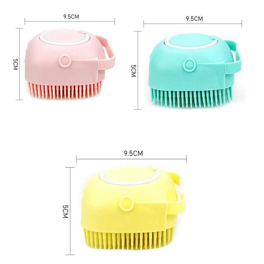 Escova de Banho para Cães e Gatos com Dispensador de Champô 80ml | Silicone Macio para Limpeza e Massagem