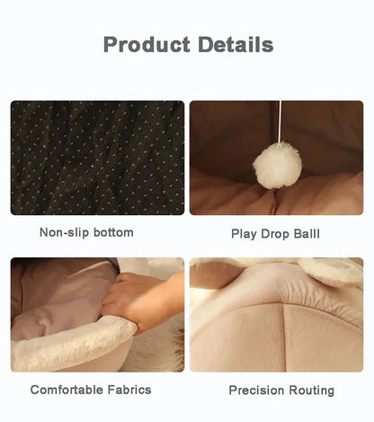 Ninho Conforto™ Cama Caverna para Gatos e Cães Pequenos | Dobrável, Lavável e Ultra Confortável