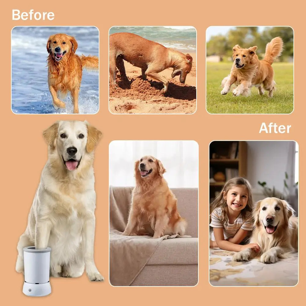 Nunca Mais Tenha Pegadas de Lama em Casa – Lavador Automático de Patas para Pets!