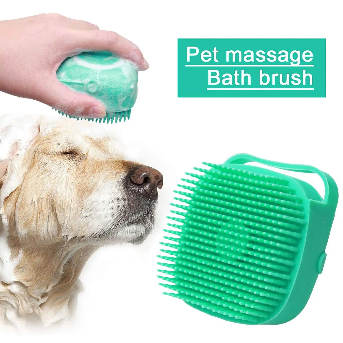 Escova de Banho para Cães e Gatos com Dispensador de Champô 80ml | Silicone Macio para Limpeza e Massagem