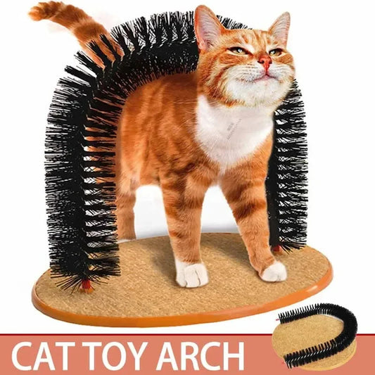 Arco de Escovagem Automática para Gatos com Massagem e Arranhador – Brinquedo Interativo de Auto-Grooming