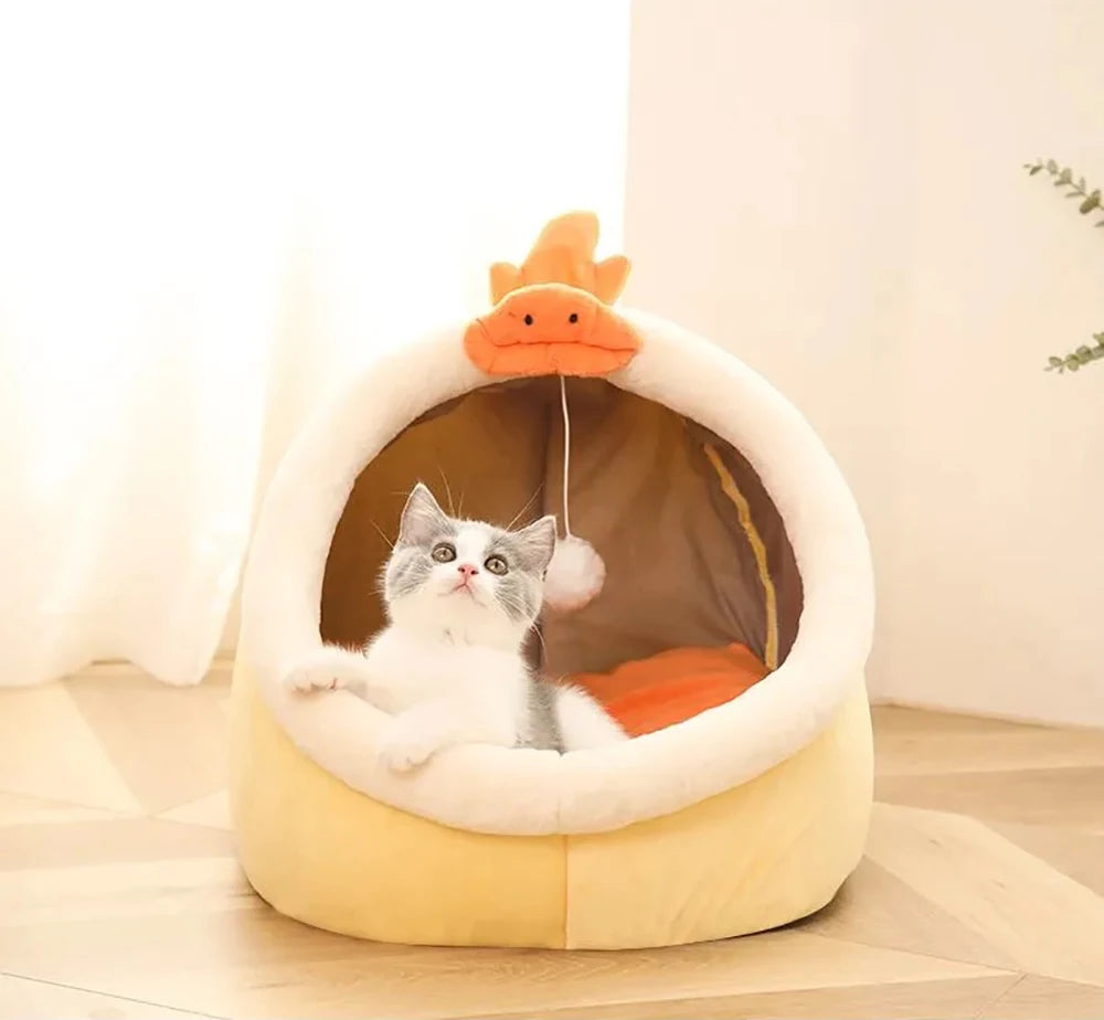 Ninho Conforto™ Cama Caverna para Gatos e Cães Pequenos | Dobrável, Lavável e Ultra Confortável